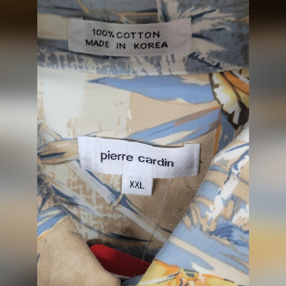 Vintage Blue Pierre Cardin 100% Cotton Hawaiian Shirt Made Korea |Size 2 X-Large - Picture 5 of 8